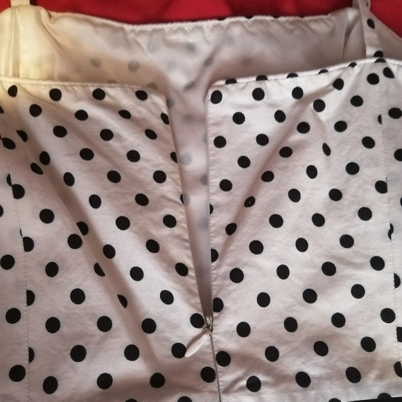 White with black polka dot fit and flare dress - Picture 6 of 7